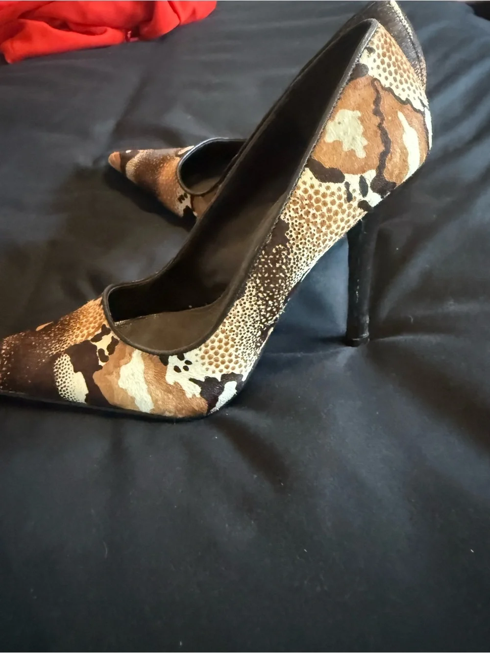 ALDO Brown & Tan Snakeskin-Print Pointed Toe Pumps